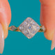 Art Deco 18ct Gold Square Diamond Cluster Ring