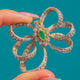 Antique Silver & 18ct Gold Emerald Diamond Bow Pendant