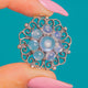 Victorian Silver Moonstone Cabochon Flower Pendant