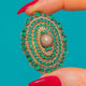 Austro-Hungarian Silver Green Paste & Pearl Cluster Pendant