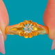 Bright 18ct Yellow Gold Diamond Belcher Ring - Scrolled Design