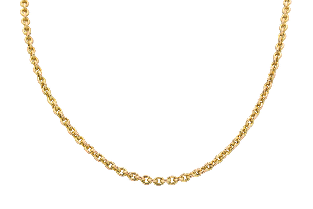17.5" Antique 9ct Gold Belcher Chain with Original Dog-Clip, 10g