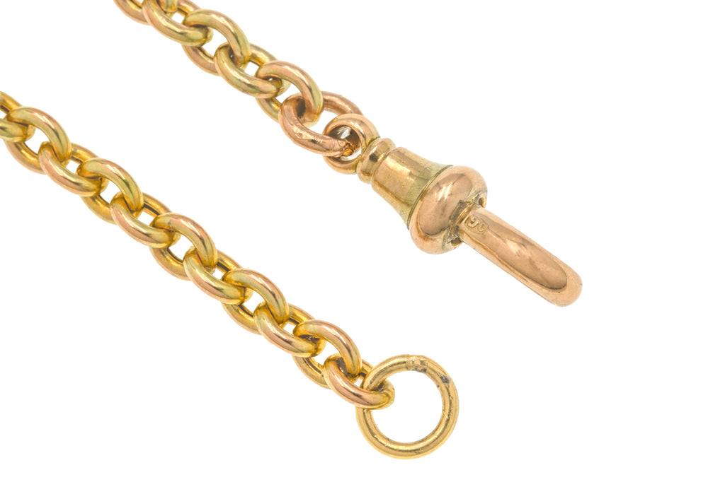 17.5" Antique 9ct Gold Belcher Chain with Original Dog-Clip, 10g