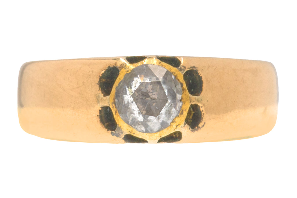 Antique 9ct Gold Rose Cut Diamond Solitaire Ring, 0.25ct