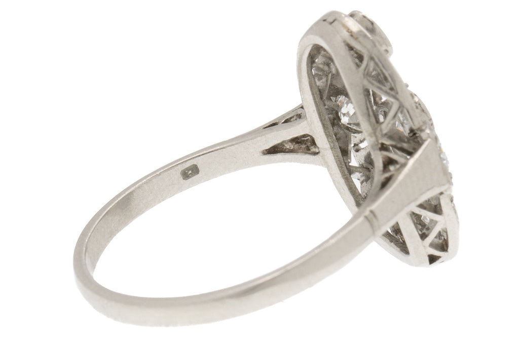 Art Deco Era Platinum Oval Diamond Cluster Ring - 0.36cts