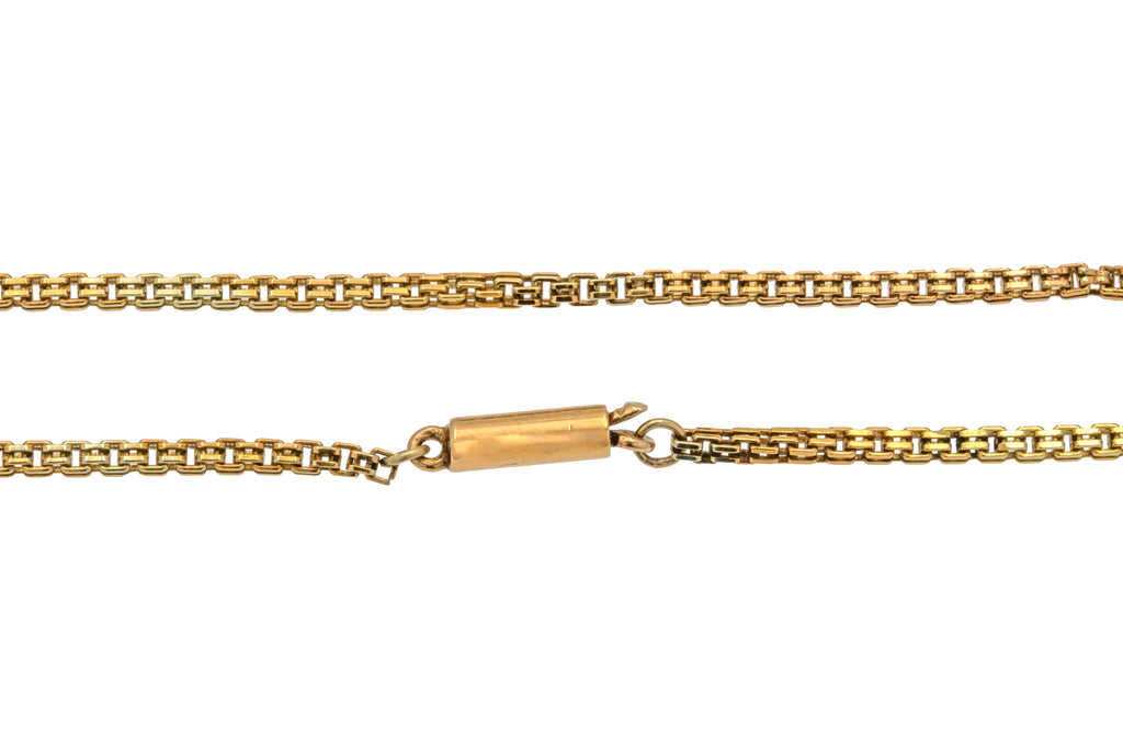 19" Antique 9ct Gold Box Link Chain, 9.6g
