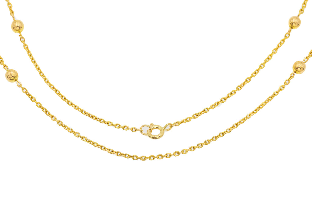 19" Antique 15ct Gold Beaded Chain, 5.4g