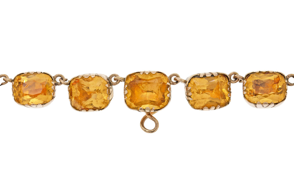 Georgian 9ct Gold Imperial Topaz Paste Rivière Necklace