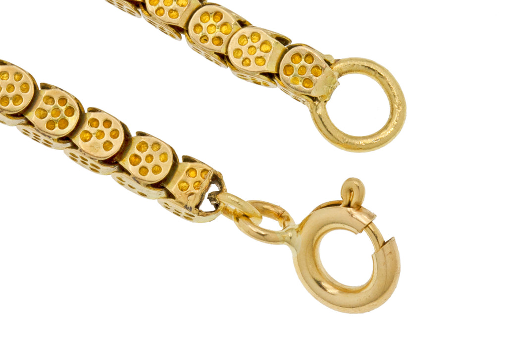 18" Rare Victorian 12ct Gold Textured Chain, 13.9g