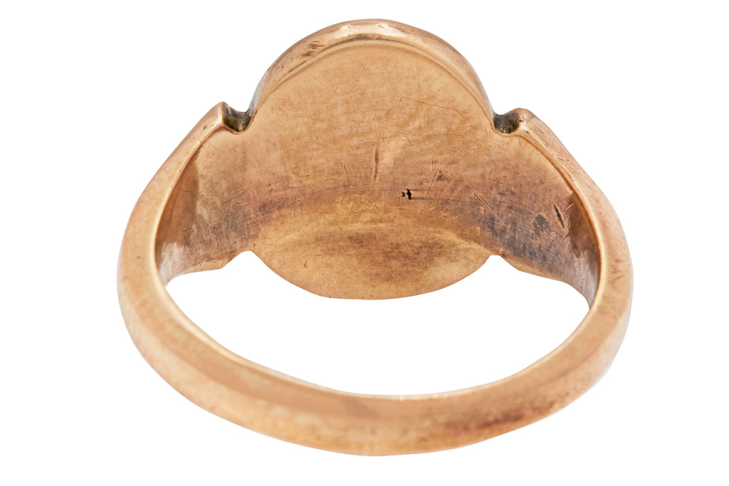 Antique 9ct Gold Engraved Signet Ring