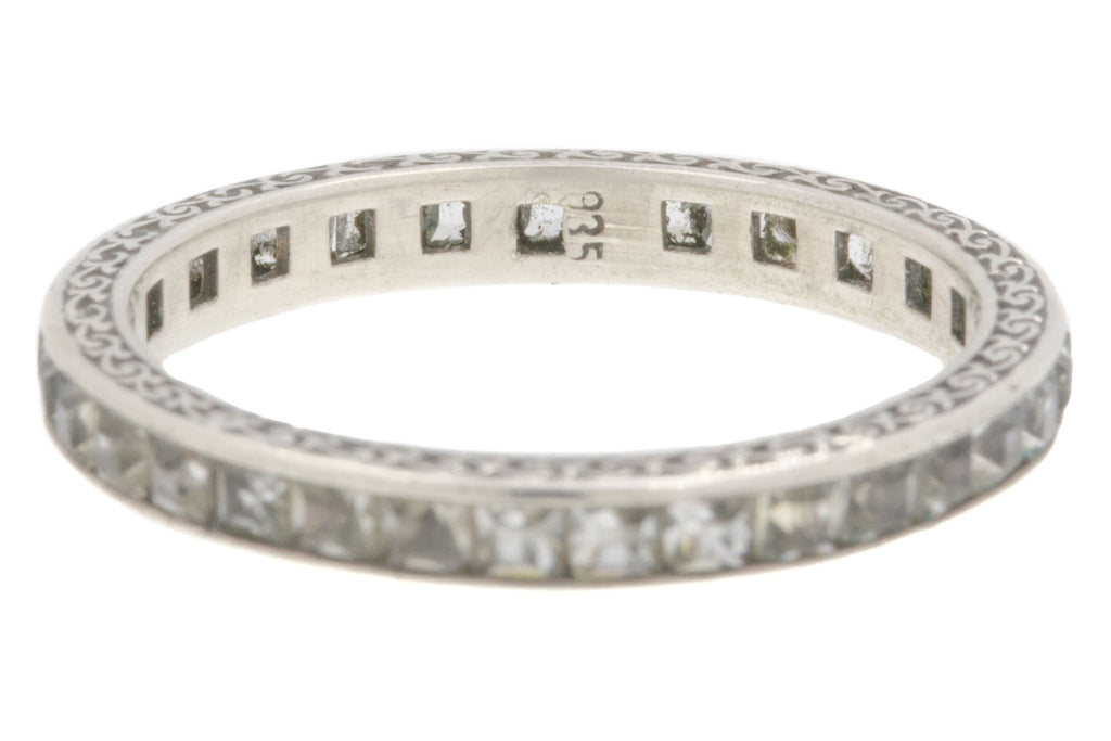 Art Deco Silver Paste Engraved Eternity Ring, UK Size M.5 / US Size 6 & 1/4