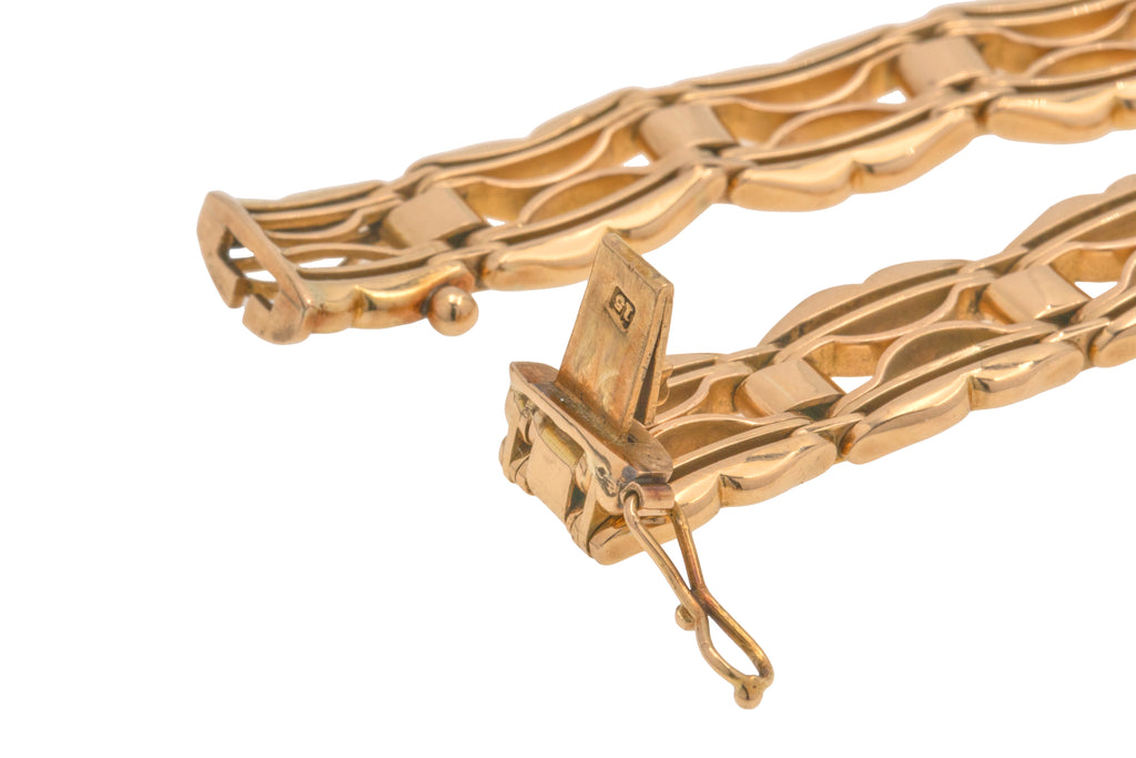 7" Antique 15ct Gold Fancy Gate Link Bracelet, 15.9g
