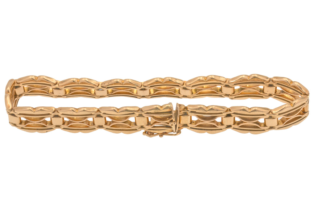 7" Antique 15ct Gold Fancy Gate Link Bracelet, 15.9g