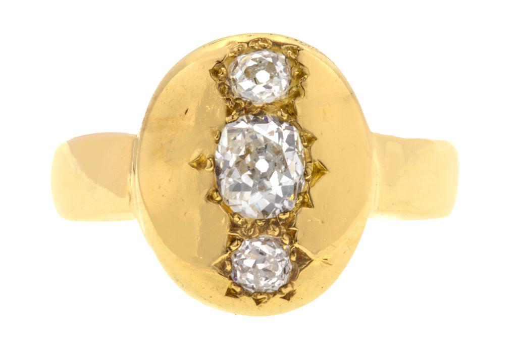 Antique 18ct Gold Diamond Signet Ring