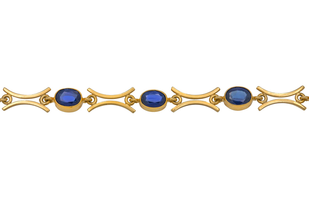 9ct Gold Natural Sapphire Bracelet, 6.25ct Natural Sapphire