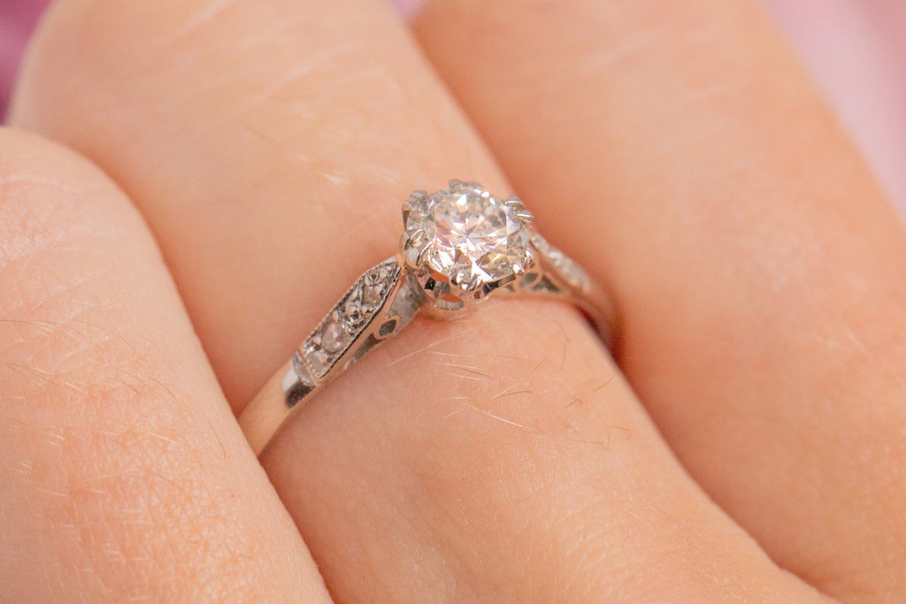 Edwardian Platinum Diamond Solitaire Engagement Ring, 0.50ct