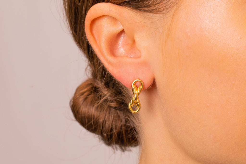 Antique 18ct Gold Lover's Knot Stud Earrings