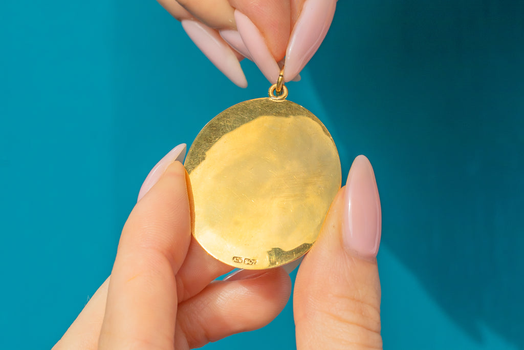 Antique 9ct Gold Oval Shaker Locket In Original Box - Garnet, Opal, Moonstone
