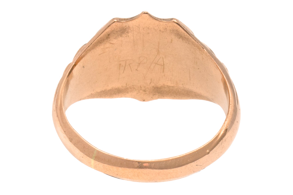 Antique 9ct Rose Gold Shield Signet Ring c.1918