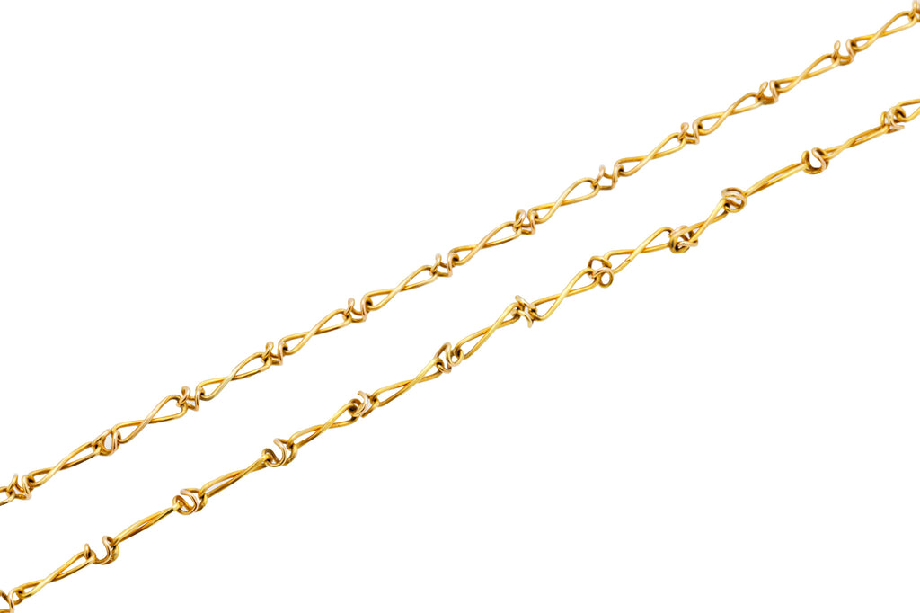 16.5" Antique 9ct Gold Infinity Link Chain- Antique Barrel Clasp