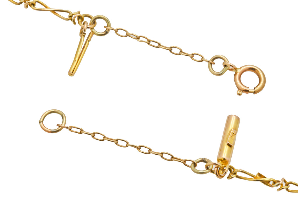 16.5" Antique 9ct Gold Infinity Link Chain- Antique Barrel Clasp