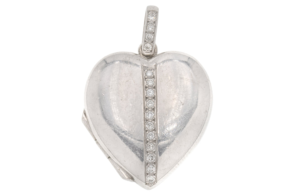 18ct White Gold Diamond Heart Locket