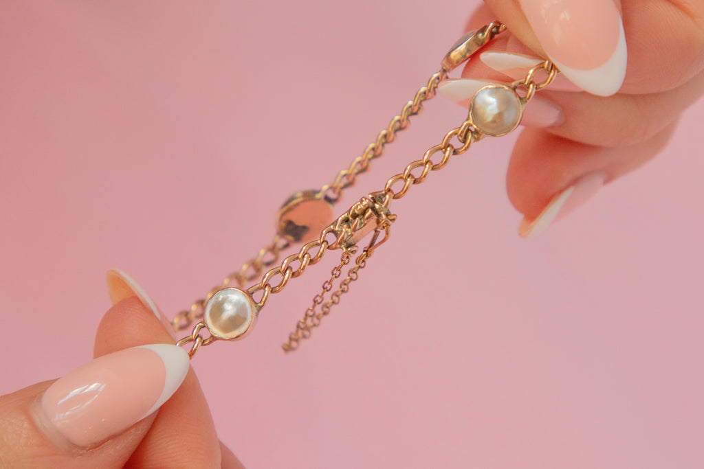Antique 9ct Gold Mother-Of-Pearl Bracelet