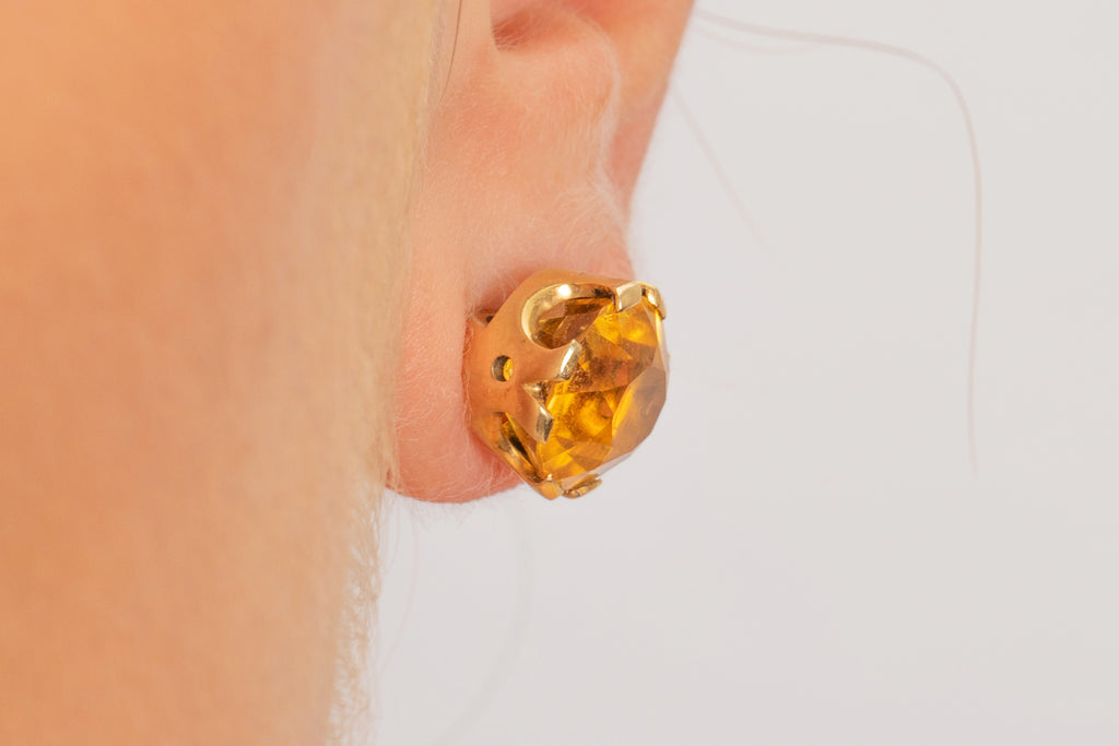 9ct Gold Citrine Earrings, 5.20ct