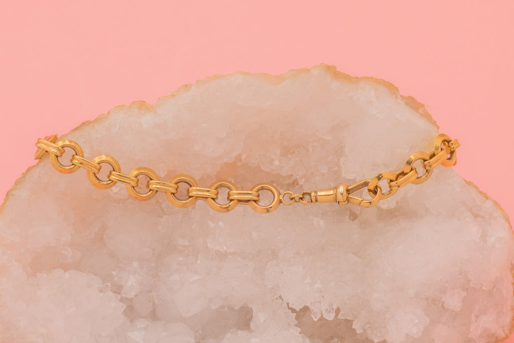 Antique 9ct Gold Circular Link Bracelet, 16g