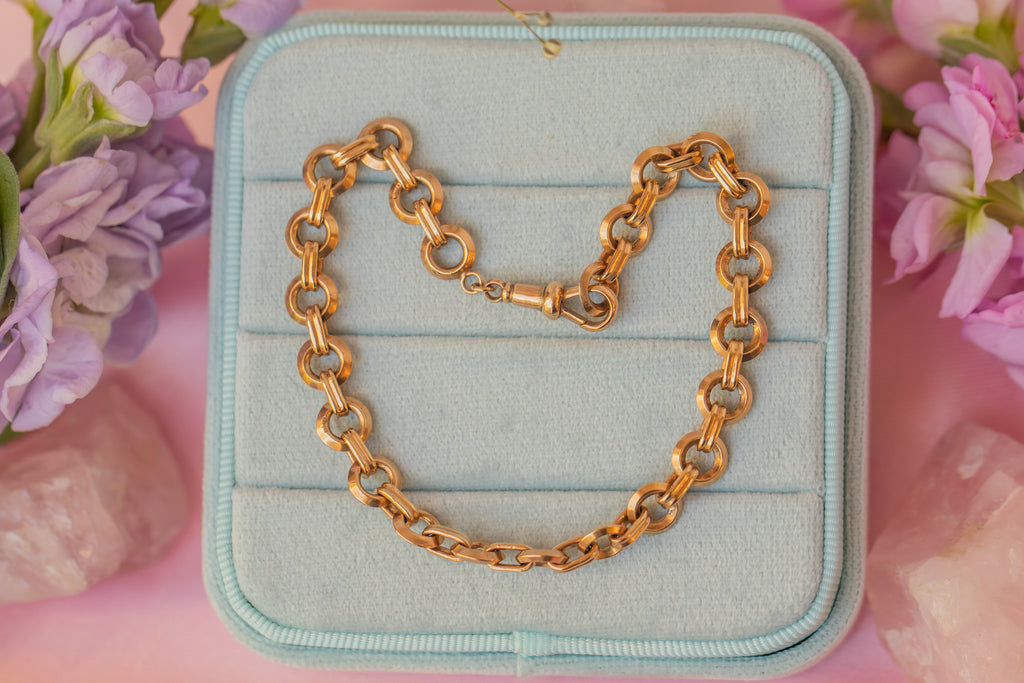 Antique 9ct Gold Circular Link Bracelet, 16g