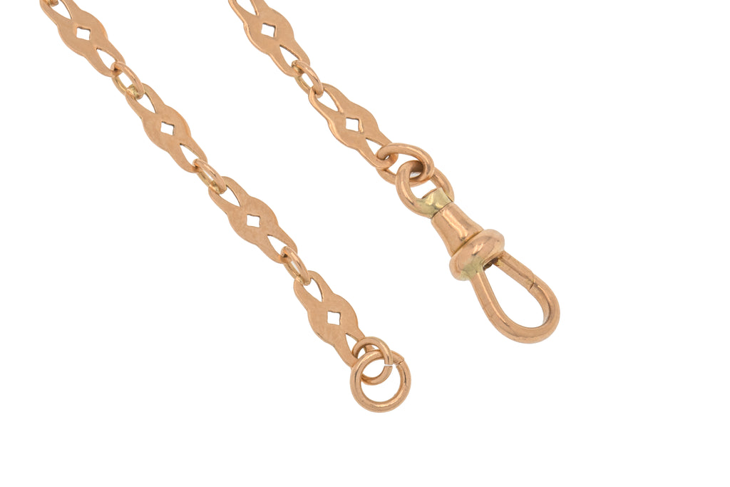 Antique 9ct Gold Fancy Link Chain with Dog-Clip, 6.3g