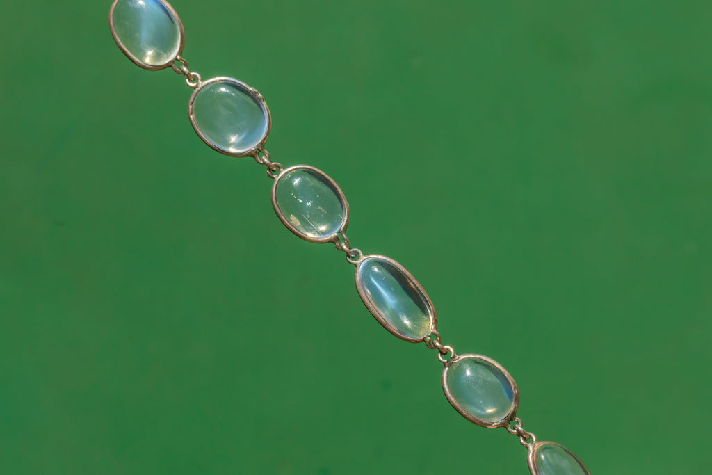 Edwardian Silver Ceylon Moonstone Riviere Necklace, 39.50ct