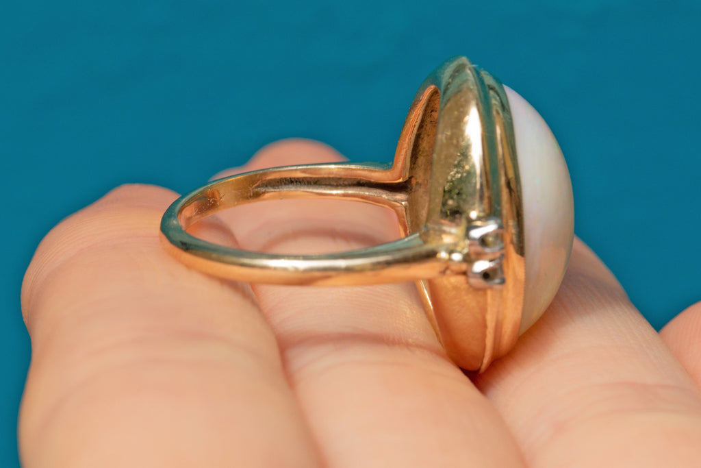 Art Deco Opal Diamond Cocktail Ring, 10.00ct Opal