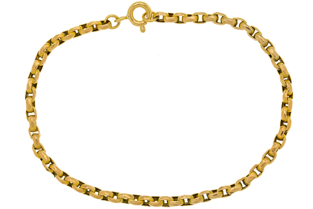 Antique 9ct Gold Faceted Belcher Bracelet, 3.2g