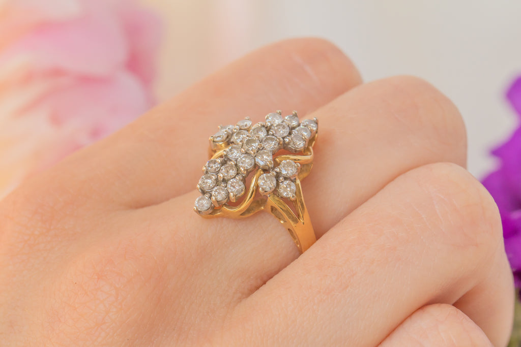 18ct Gold Diamond Fancy Cluster Ring, 0.75ct