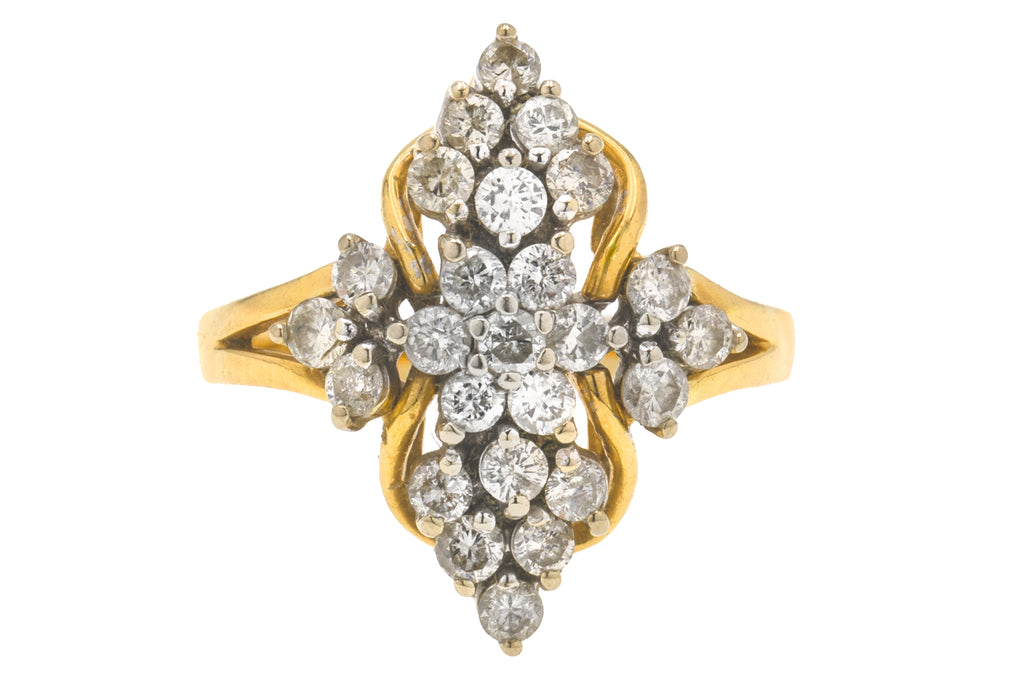 18ct Gold Diamond Fancy Cluster Ring, 0.75ct