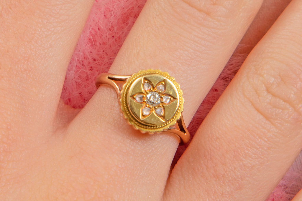 Victorian 18ct Gold Diamond Flower Ring