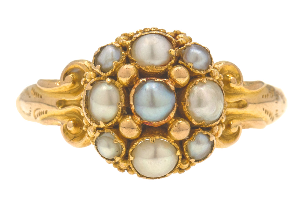 Victorian 18ct Gold Pearl Cluster Ring, 1865