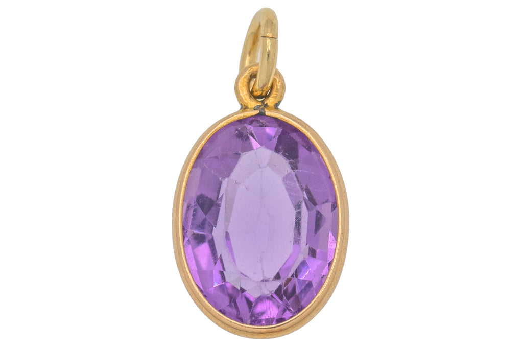 Antique 15ct Gold Oval Amethyst Charm, 2.40ct