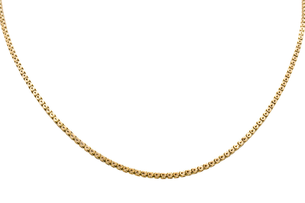 Antique 9ct Gold Pierced Box Link Chain, Dog Clip Clasp