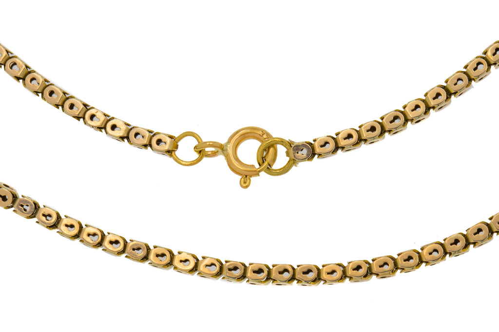 Antique 9ct Gold Pierced Box Link Chain, 5.4g
