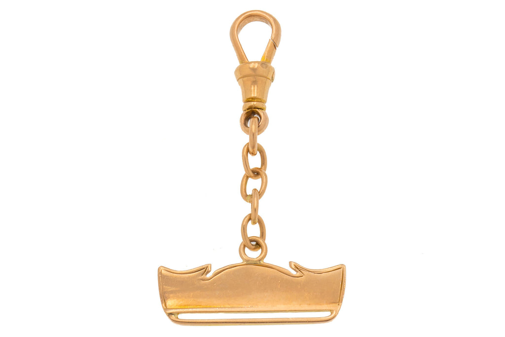 Antique 9ct Gold Dog-Clip Pendant, Charm Holder