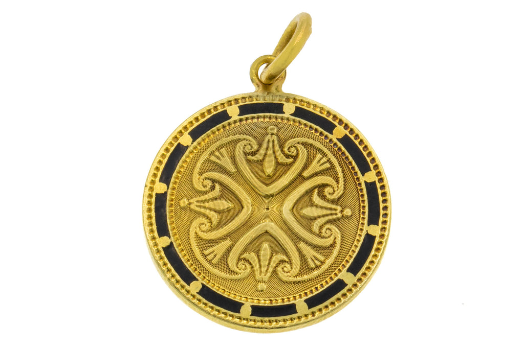 Antique 15ct Gold Enamel Medal Charm