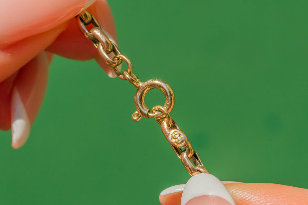 Victorian 9ct Gold Garnet Charm Bracelet