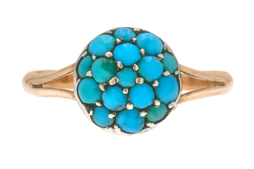 Victorian 9ct Gold Turquoise Bombe Ring