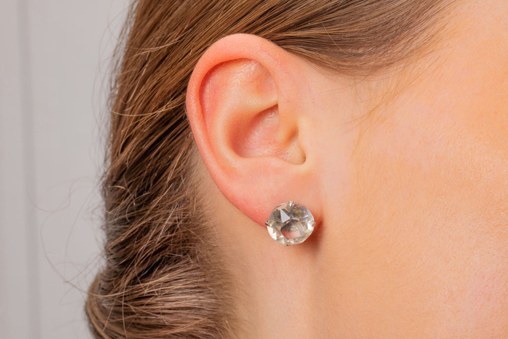 Impressive Art Deco Silver Paste Stud Earrings