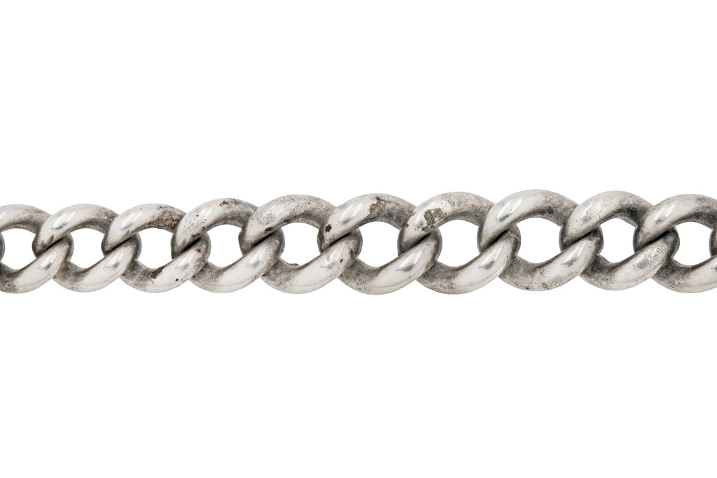 Antique Sterling Silver Curb Link Bracelet, with Dog Clip, 14.2g