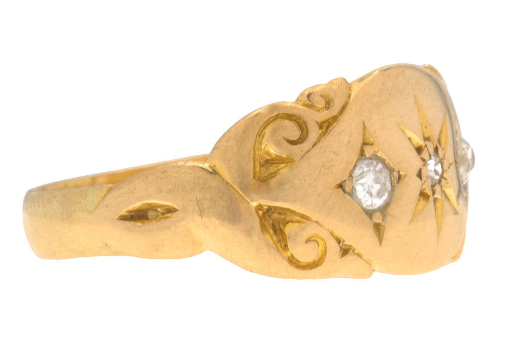 Antique 18ct Gold Diamond Gypsy Ring