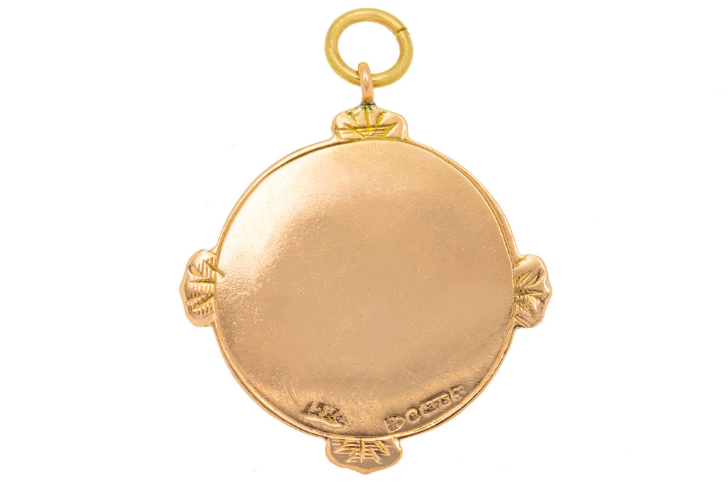 Art Deco 9ct Gold Medal Fob Pendant