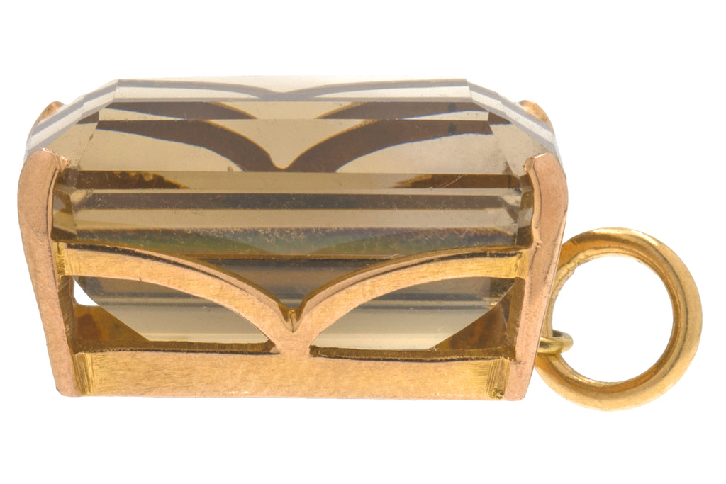 Art Deco 18ct Gold Smokey Quartz Pendant, 12.30ct